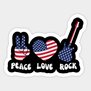 Peace Love Rock USA 4th Of July Sticker